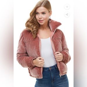 The Pants Store Velvet Puffer Jacket Mauve Size: S